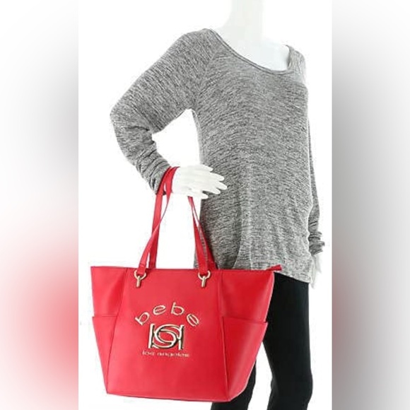 Bebe Red Tote and Pouch Set - Picture 3 of 11
